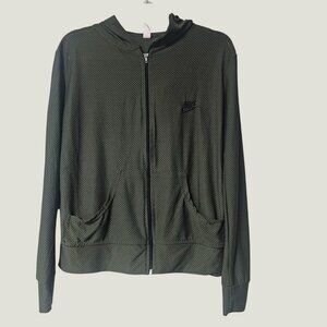 Womens Mesh Hoodie Nike Logo Jacket Olive Size M